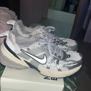 Nike Silver and Cream Athletic Shoes